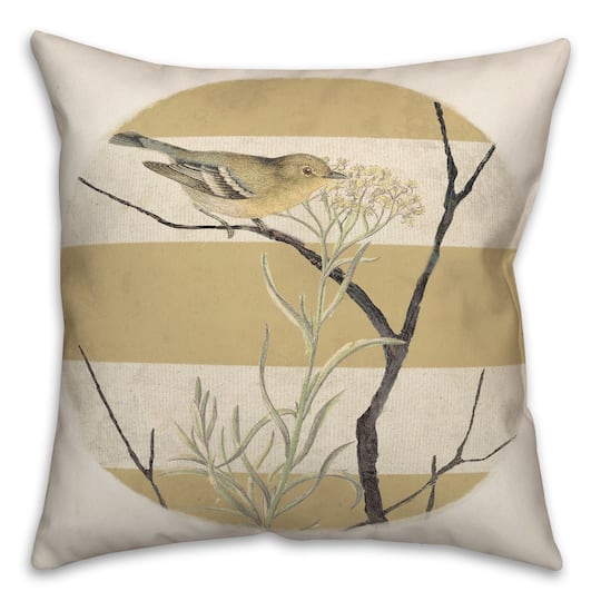 Vintage Bird & Stripes Throw Pillow